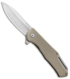 Ka-Bar Jarosz Spear Point Flipper Frame Lock Knife Tan G-10 (3.5" Stonewash)