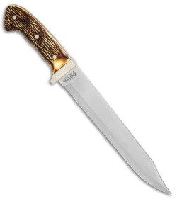 Uncle Henry Large Bowie Fixed Blade Knife Delrin Stag