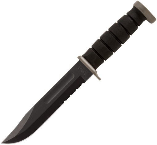 KA-BAR 1283 D2 Extreme Fighting Knife 7" Combo Blade, Kraton G Handle, Leather Sheath