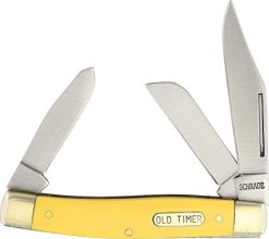 Old Timer 8OTY Senior 6.9in S.S. Traditional Folding Knife with 3in Clip Point Blade and Yellow Handle