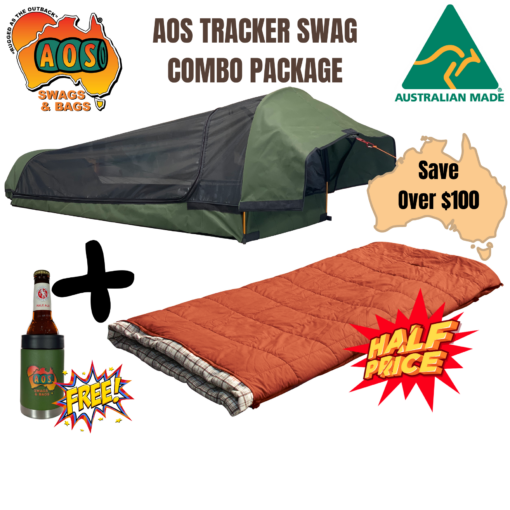 AOS AUSTRALIAN MADE TRACKER DELUXE DOME SWAG CANVAS – COMBO PACKAGE