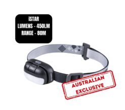 Nextorch H-Series iStar Rechargeable Intelligent Headlight, Spot & Flood, Flip-Up Stepless Dimming 20-400lm, White/Red LED, 5 Modes - NXiSTAR