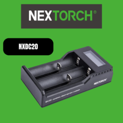 NEXTORCH DC20 Universal Battery Charger – Dual-Slot, LCD Display, 0V Activation