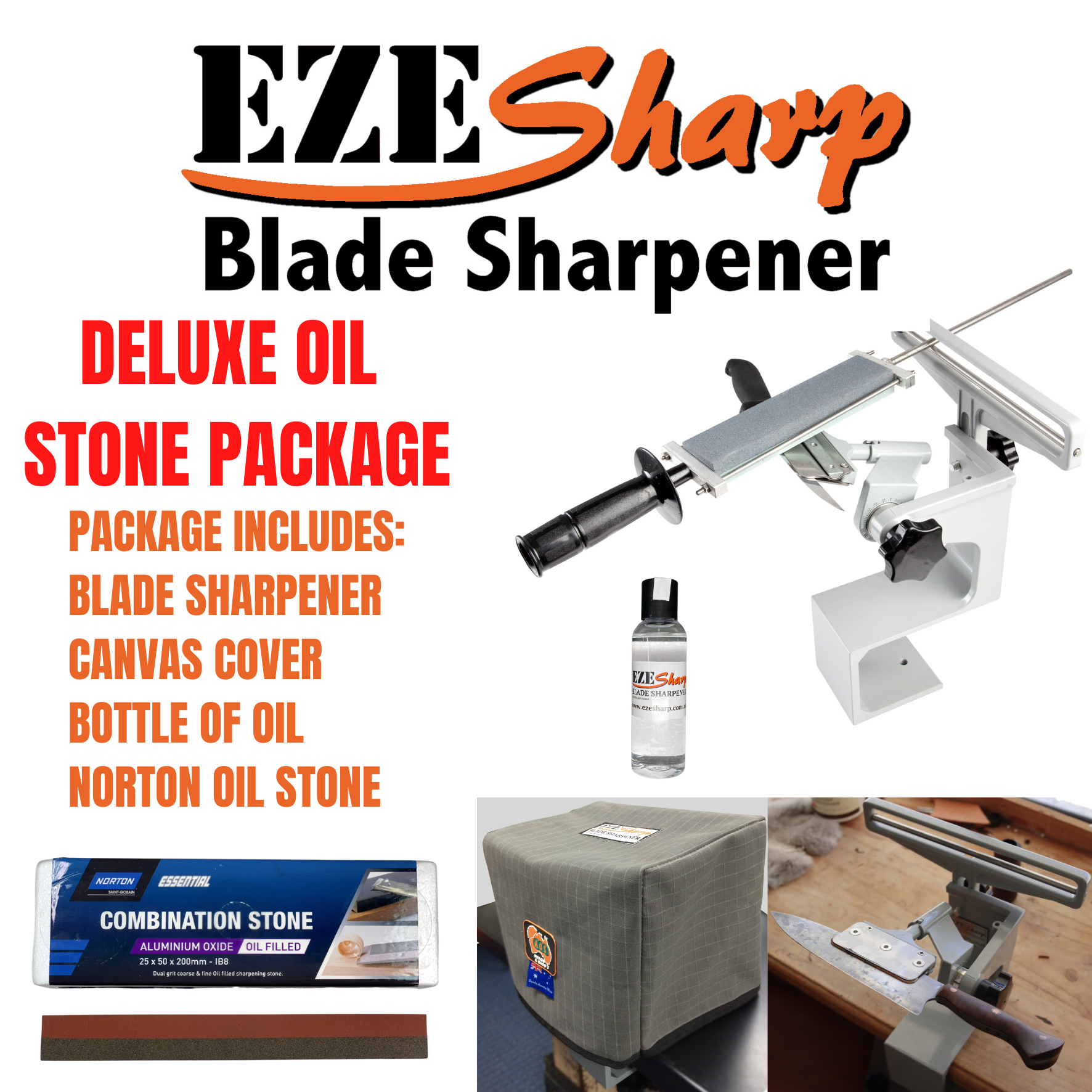 EZESharp Blade Sharpener w/Flip Over Deluxe Bundle 4 OPTIONS