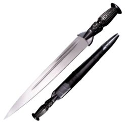 Cold Steel Scottish Dirk with 13″ 1055 Carbon Steel Blade, Rosewood Handle and Leather Scabbard