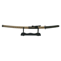King Cobra Carbon Steel Katana Sword with Display Stand and Cobra Skin Finish Scabbard