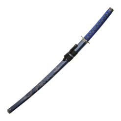 Alternative view of Dragon Katana Sword with 31" Carbon Steel Blade, Blue Cord Wrapped Handle and Black Wood Scabbard