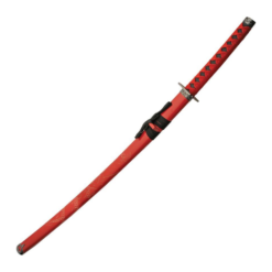 Alternative view of Dragon Katana Red Sword with 31" Carbon Steel Blade, Red Cord Wrapped Handle and Black Wood Scabbard