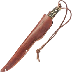 Alternative view of SCHRADE Uncle Henry 168UH Walleye Fixed Blade Hunting Knife with 7Cr17MoV Trailing Point Blade and Leather Sheath