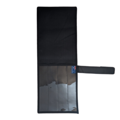 SICUT 4 Pocket Knife Wrap with Clear Heavy Duty PVC Front – Black 14oz Rip-Stop Canvas – Australian Made