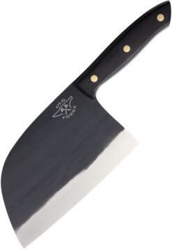 OLD FORGE Camp Cleaver 6.5in Stainless Steel Blade with Black Wood Handle and Nylon Sheath