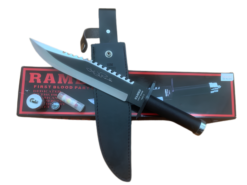Alternative view of RAMBO First Blood Part II Standard Survival Knife 10in Black Sawback Blade with Compass and Survival Kit