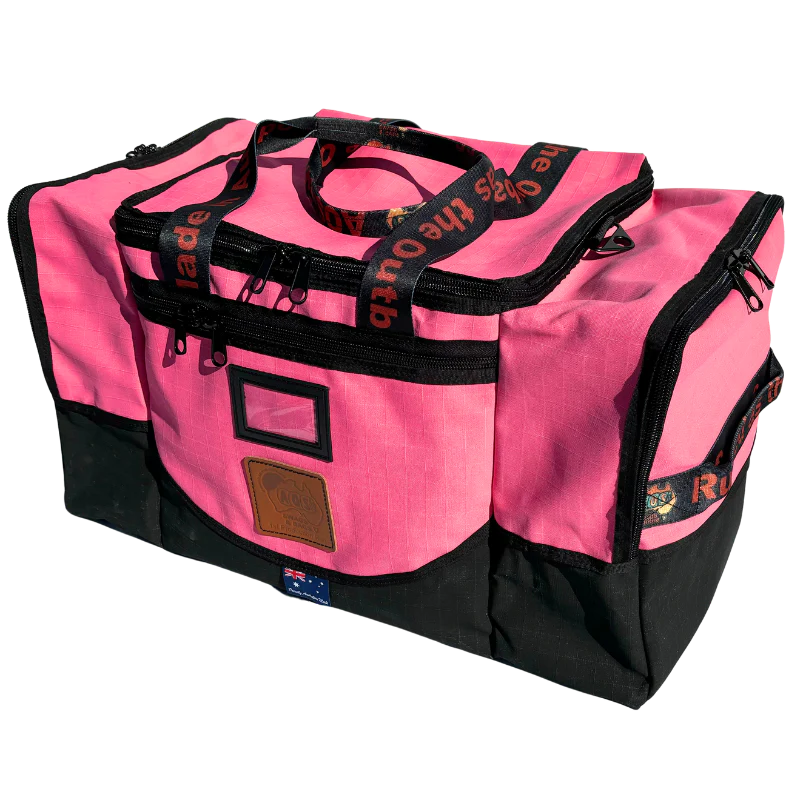AOS Australian Made Deluxe Canvas Pink Gear Bag 85L Heavy Duty Canvas Lockable Multi-Pocket Storage Bag