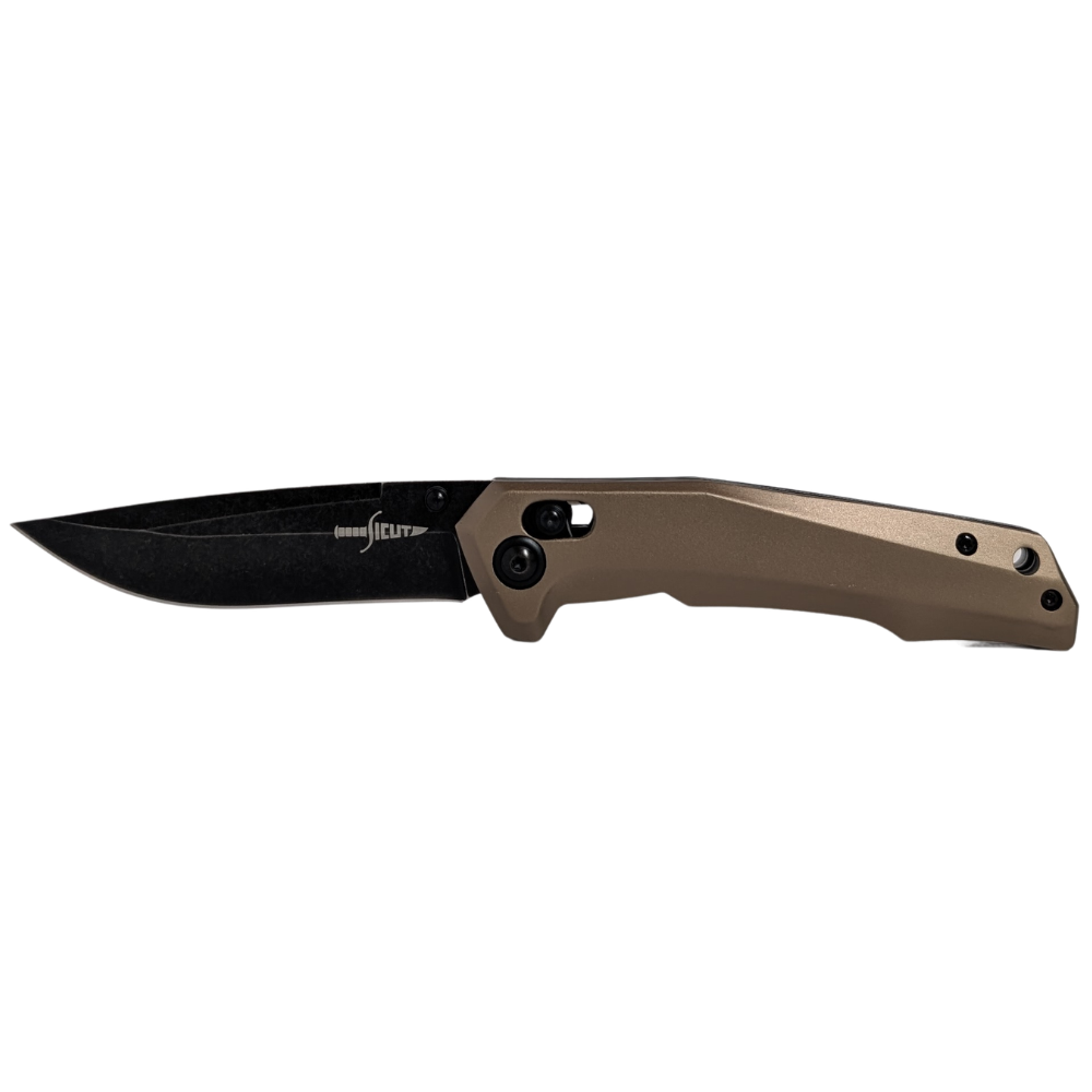 SICUT EDC Axis Lock Folding Knife 3.5″ High Carbon Stainless Steel Blade – Black, Grey or Tan Aluminium Handle - Image 8