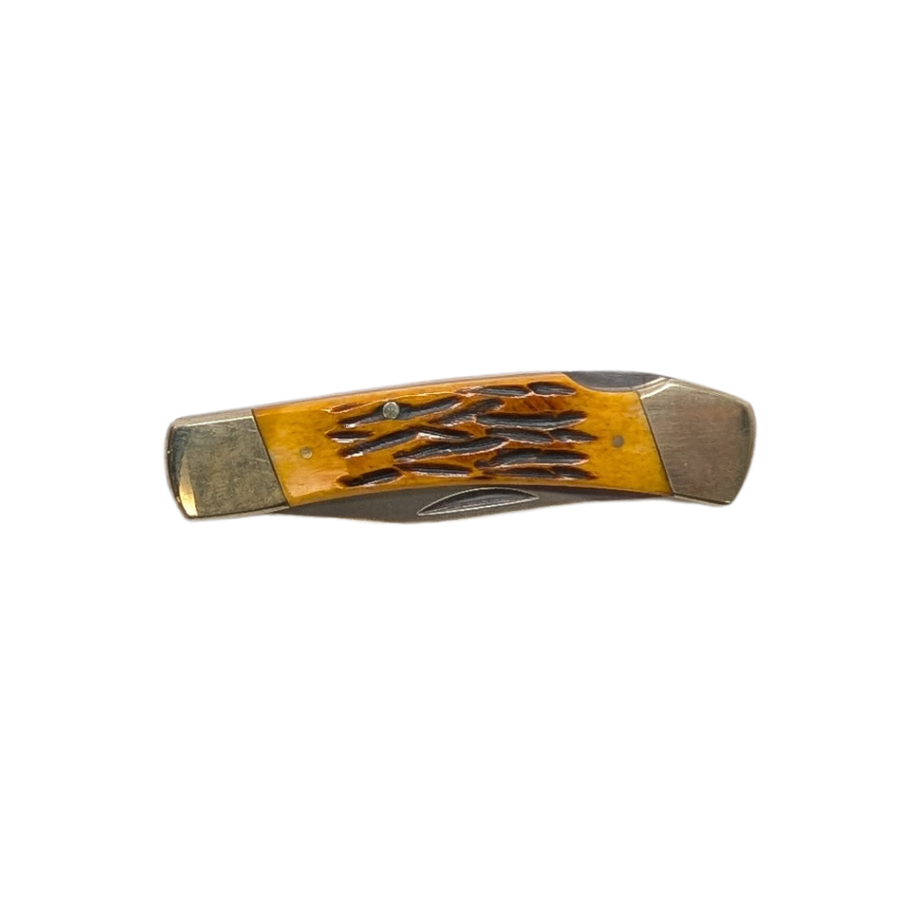 SICUT Traditional Lockback Folding Knife 3.5″ with Leather Belt Pouch – Genuine Bone, Sawcut or Burlwood Handle - Image 3