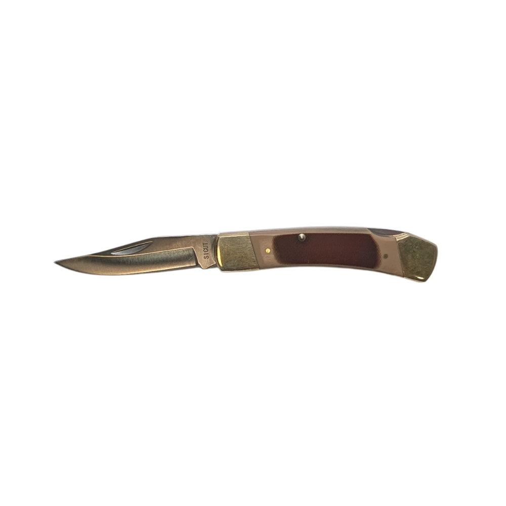 SICUT Traditional Lockback Folding Knife 3.5″ with Leather Belt Pouch – Genuine Bone, Sawcut or Burlwood Handle - Image 5