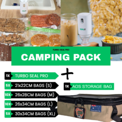 Seal IT CAMP PACK in AOS Compact Tan Storage Bag | Portable Rechargeable Vacuum Sealer