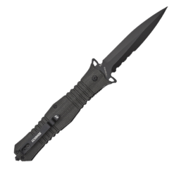 Schrade Beta Class Infiltrate Flipper Folding Knife – 3.75" D2 Single Edge Blade, Black Micarta Handle