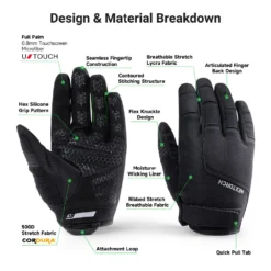 Alternative view of NEXTORCH GRIP GUARD Ultra-Thin Tactical Gloves – CORDURA® Reinforced Palm, Full Touchscreen Compatibility