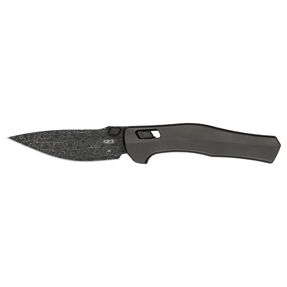 ZT 0020 Limited Edition Vegas Forge Damascus Manual Pocketknife – Titanium Handle, DuraLock