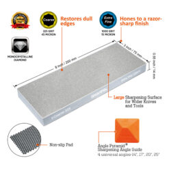 SHARPAL 168H 8" x 3" Dual-Grit Diamond Sharpening Stone with Angle Guide - Image 4